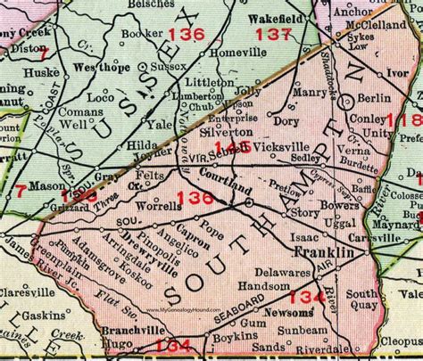 southampton county va map